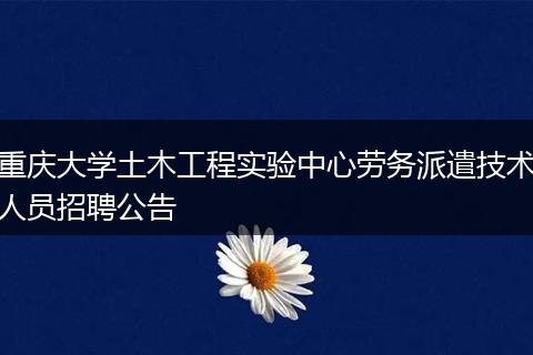 重庆大学土木工程实验中心劳务派遣技术人员招聘公告