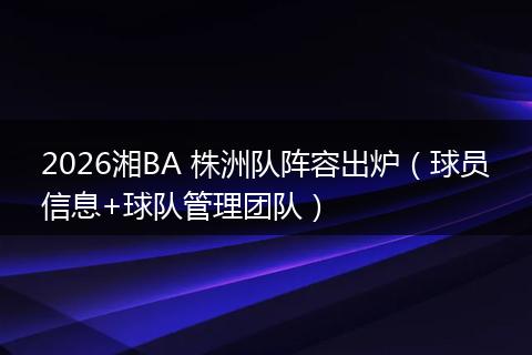 2026湘BA 株洲队阵容出炉（球员信息+球队管理团队）