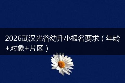 2026武汉光谷幼升小报名要求（年龄+对象+片区）