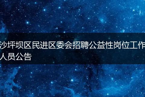 沙坪坝区民进区委会招聘公益性岗位工作人员公告