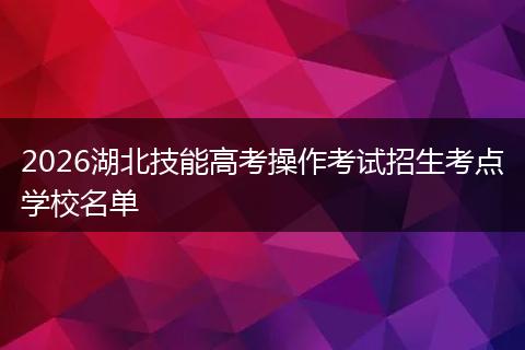 2026湖北技能高考操作考试招生考点学校名单