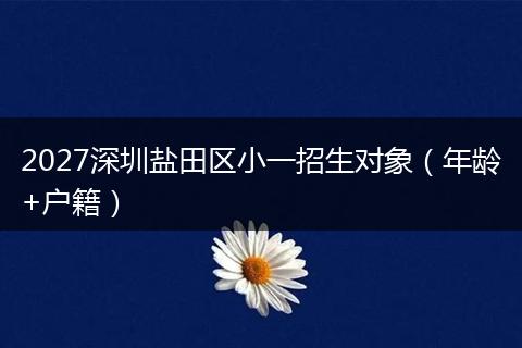 2027深圳盐田区小一招生对象（年龄+户籍）