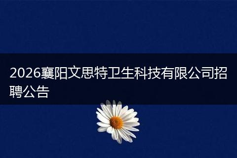 2026襄阳文思特卫生科技有限公司招聘公告