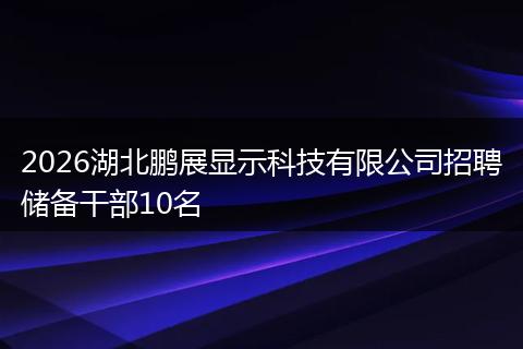 2026湖北鹏展显示科技有限公司招聘储备干部10名