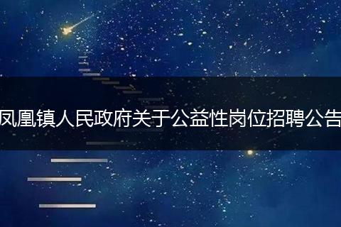 凤凰镇人民政府关于公益性岗位招聘公告