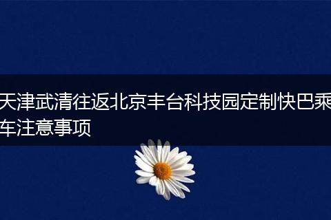 天津武清往返北京丰台科技园定制快巴乘车注意事项