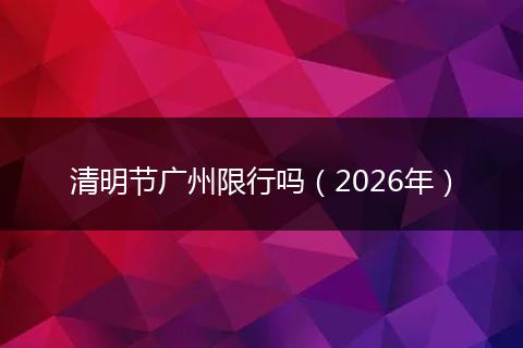 清明节广州限行吗（2026年）