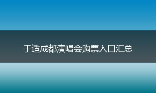 于适成都演唱会购票入口汇总