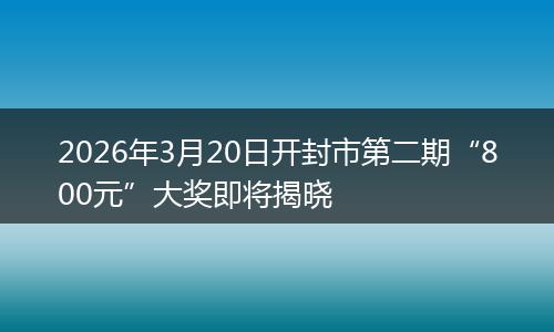 2026年3月20日开封市第二期“800元”大奖即将揭晓