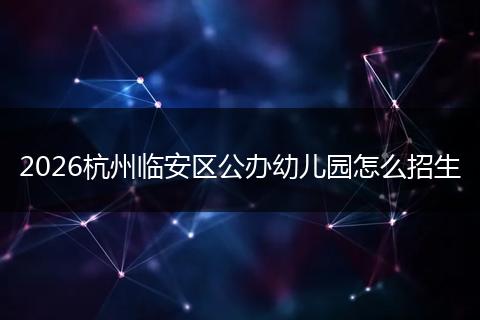 2026杭州临安区公办幼儿园怎么招生