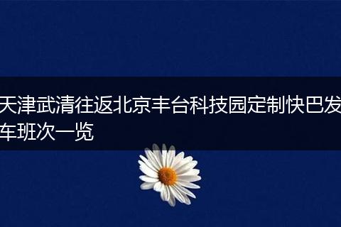 天津武清往返北京丰台科技园定制快巴发车班次一览