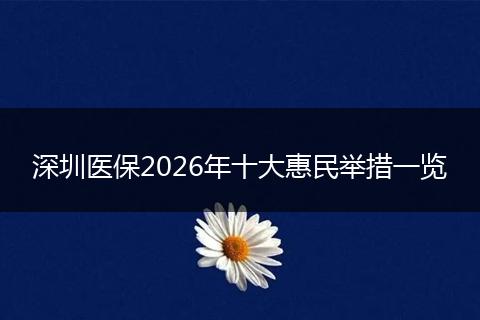 深圳医保2026年十大惠民举措一览
