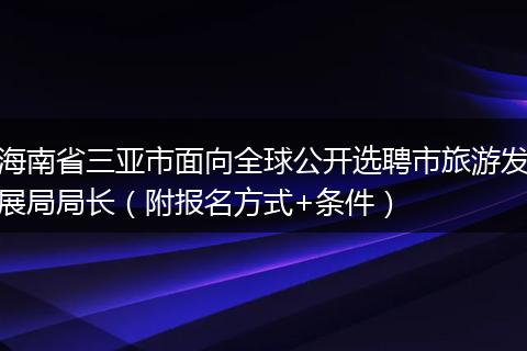 海南省三亚市面向全球公开选聘市旅游发展局局长（附报名方式+条件）