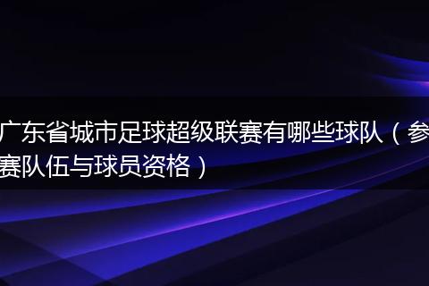 广东省城市足球超级联赛有哪些球队（参赛队伍与球员资格）
