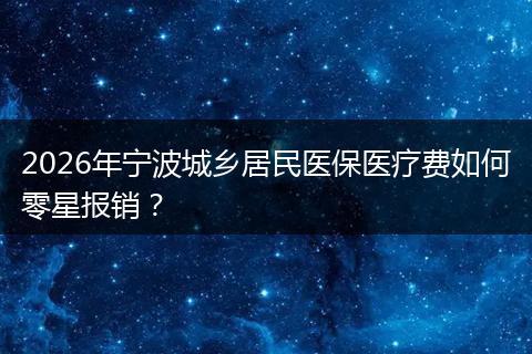2026年宁波城乡居民医保医疗费如何零星报销？