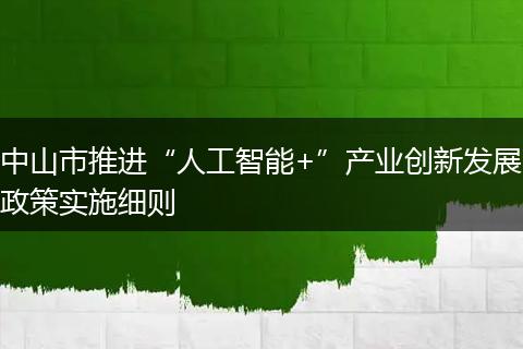 中山市推进“人工智能+”产业创新发展政策实施细则