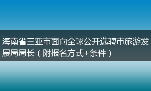 海南省三亚市面向全球公开选聘市旅游发展局局长（附报名方式+条件）