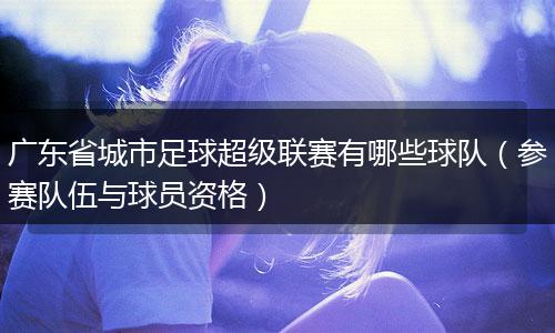 广东省城市足球超级联赛有哪些球队（参赛队伍与球员资格）