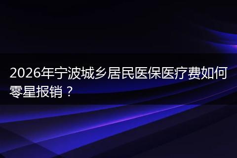 2026年宁波城乡居民医保医疗费如何零星报销？