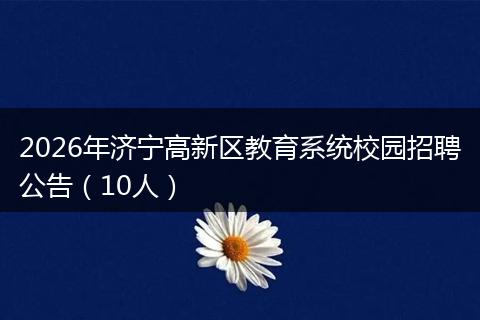 2026年济宁高新区教育系统校园招聘公告（10人）