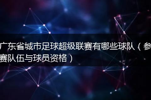 广东省城市足球超级联赛有哪些球队（参赛队伍与球员资格）