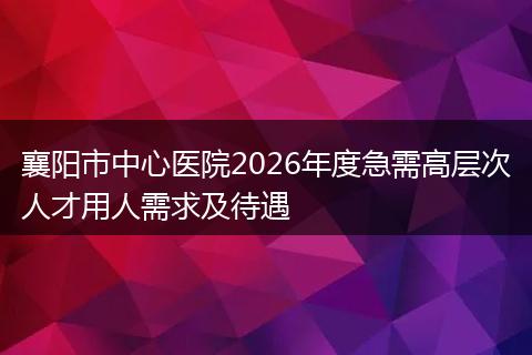襄阳市中心医院2026年度急需高层次人才用人需求及待遇
