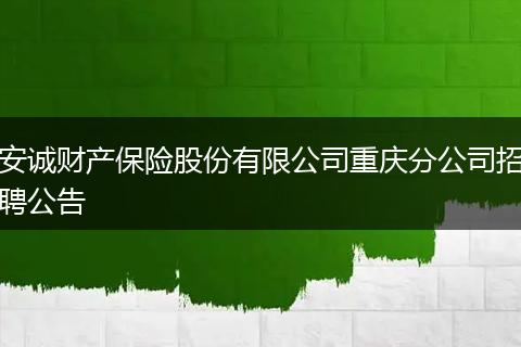 安诚财产保险股份有限公司重庆分公司招聘公告