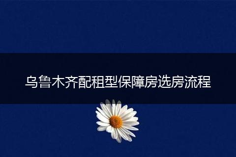 乌鲁木齐配租型保障房选房流程