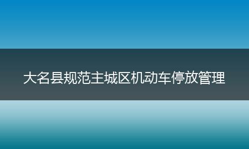 大名县规范主城区机动车停放管理