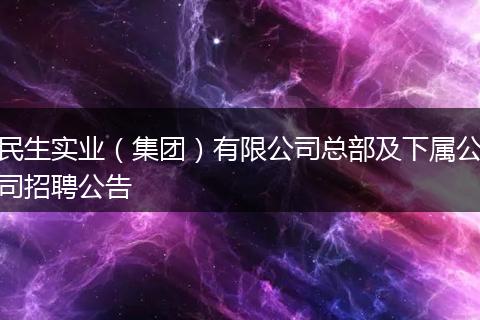 民生实业（集团）有限公司总部及下属公司招聘公告