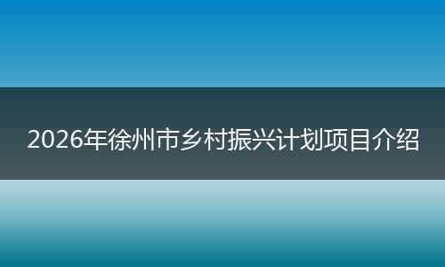 2026年徐州市乡村振兴计划项目介绍