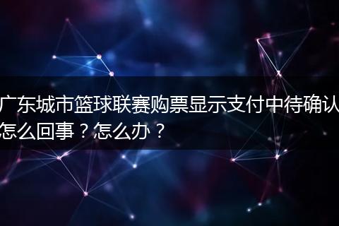 广东城市篮球联赛购票显示支付中待确认怎么回事？怎么办？