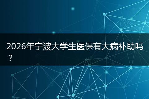 2026年宁波大学生医保有大病补助吗？