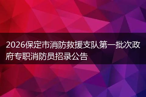2026保定市消防救援支队第一批次政府专职消防员招录公告