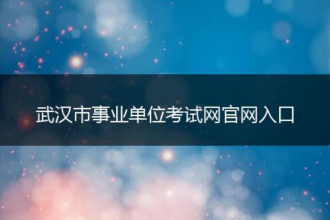 武汉市事业单位考试网官网入口