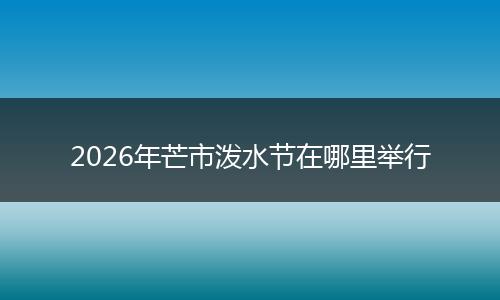 2026年芒市泼水节在哪里举行