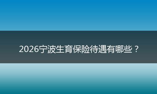 2026宁波生育保险待遇有哪些？