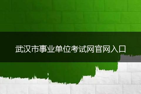 武汉市事业单位考试网官网入口