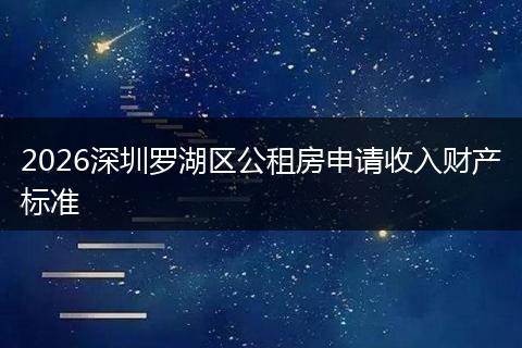 2026深圳罗湖区公租房申请收入财产标准