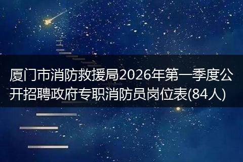 厦门市消防救援局2026年第一季度公开招聘政府专职消防员岗位表(84人)