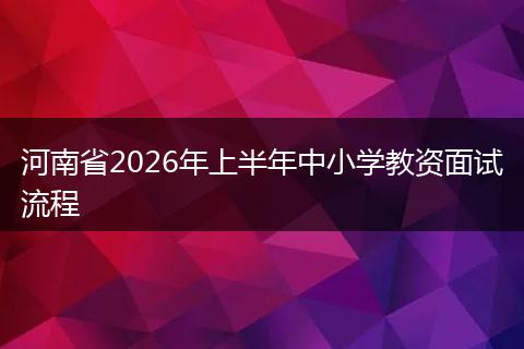 河南省2026年上半年中小学教资面试流程