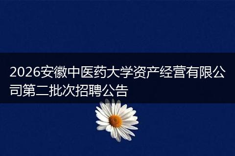 2026安徽中医药大学资产经营有限公司第二批次招聘公告