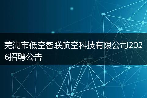 芜湖市低空智联航空科技有限公司2026招聘公告