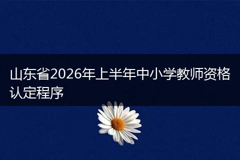 山东省2026年上半年中小学教师资格认定程序