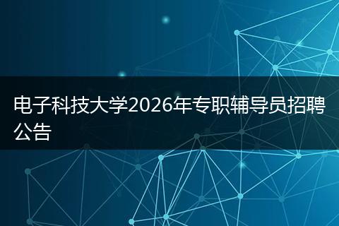 电子科技大学2026年专职辅导员招聘公告