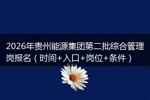 2026年贵州能源集团第二批综合管理岗报名（时间+入口+岗位+条件）
