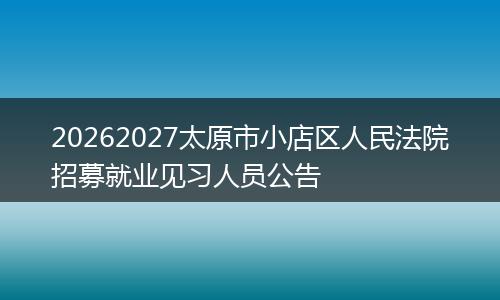 20262027太原市小店区人民法院招募就业见习人员公告