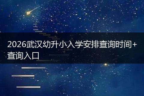 2026武汉幼升小入学安排查询时间+查询入口