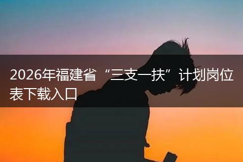 2026年福建省“三支一扶”计划岗位表下载入口