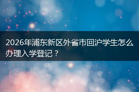 2026年浦东新区外省市回沪学生怎么办理入学登记？